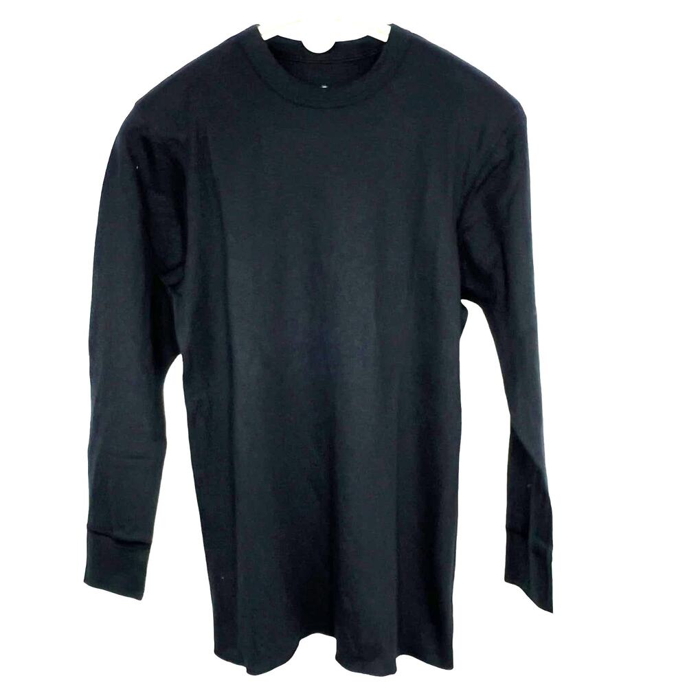 Champion Small Duofold Men's Black Thick Round Neck Long Sleeve Shirt